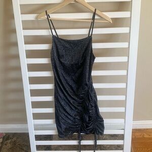 Nevena Rae Black Silver Sparkle Glitter Party Mini Dress Size Medium